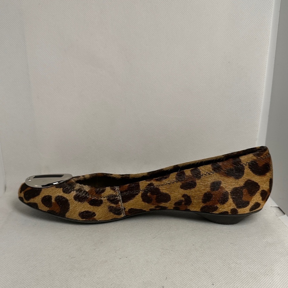 Antonio Melani Leopard Calf Hair Ballet Flats Silver Logo Women’s 7 - Picture 7 of 13